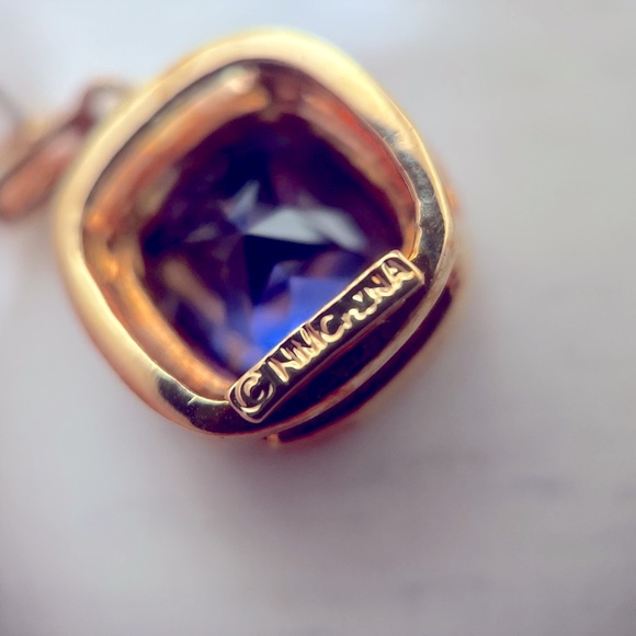 Nolan Miller Vintage (Swarovski Crystal) Square Indigo Earrings - Picture 4 of 6